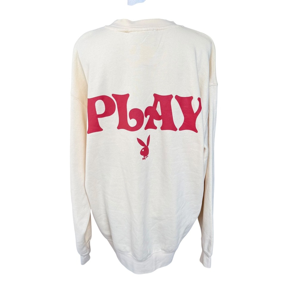 Playboy by PacSun Pleasure Seeker Retreats Sweatshirt‎ Cream Red Large Mens